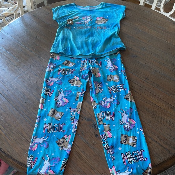 Justice size 10 unicorn pug three piece pajama set - Picture 11 of 12